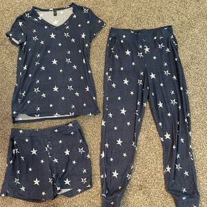 32 degrees Star Print Navy womens Pajama Set - 3-Piece